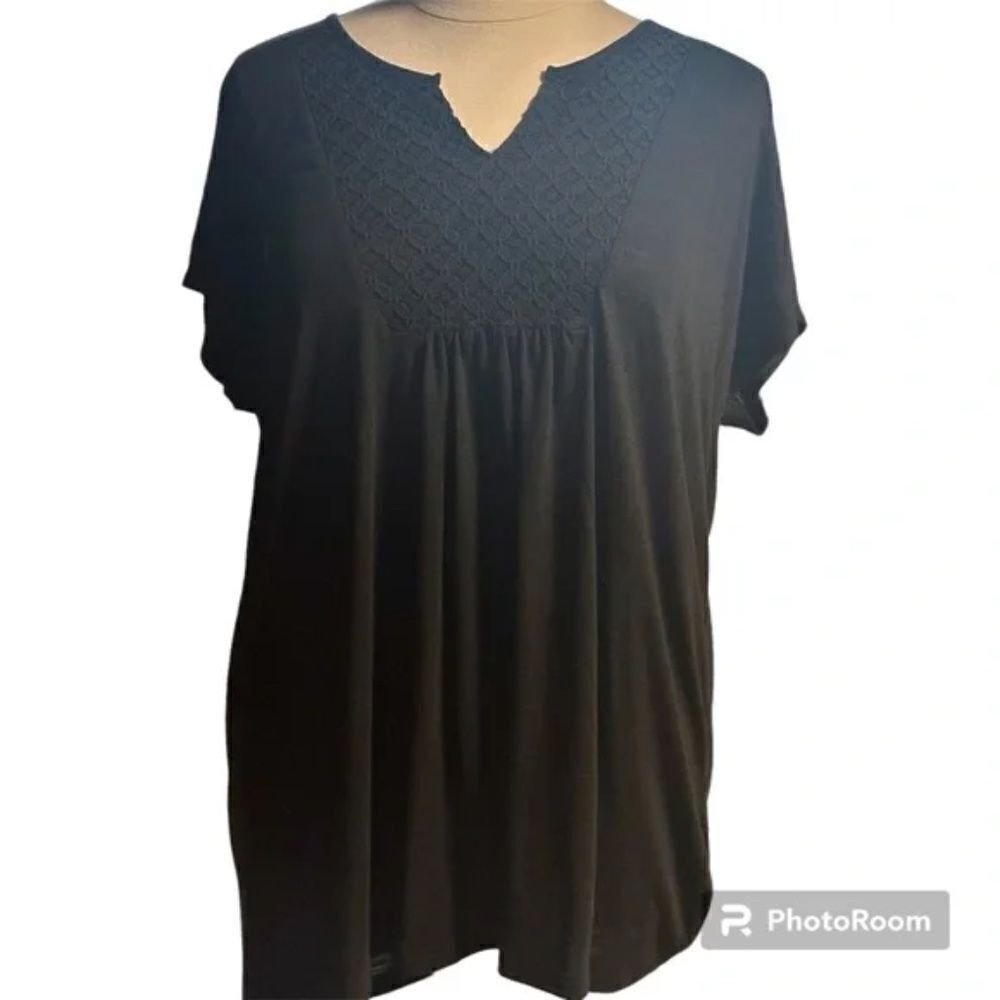Just My Size Black Crochet Blouse 3X